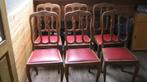 houten stoelen lederen zitting 6 stuks, Ophalen, Gebruikt, Hout, Vijf, Zes of meer stoelen