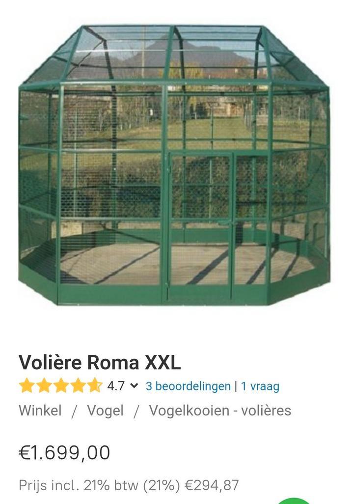 Super grote buitenvolière Roma XXL, Dieren en Toebehoren, Vogels | Hokken en Kooien, Gebruikt, Volière, Metaal, Ophalen
