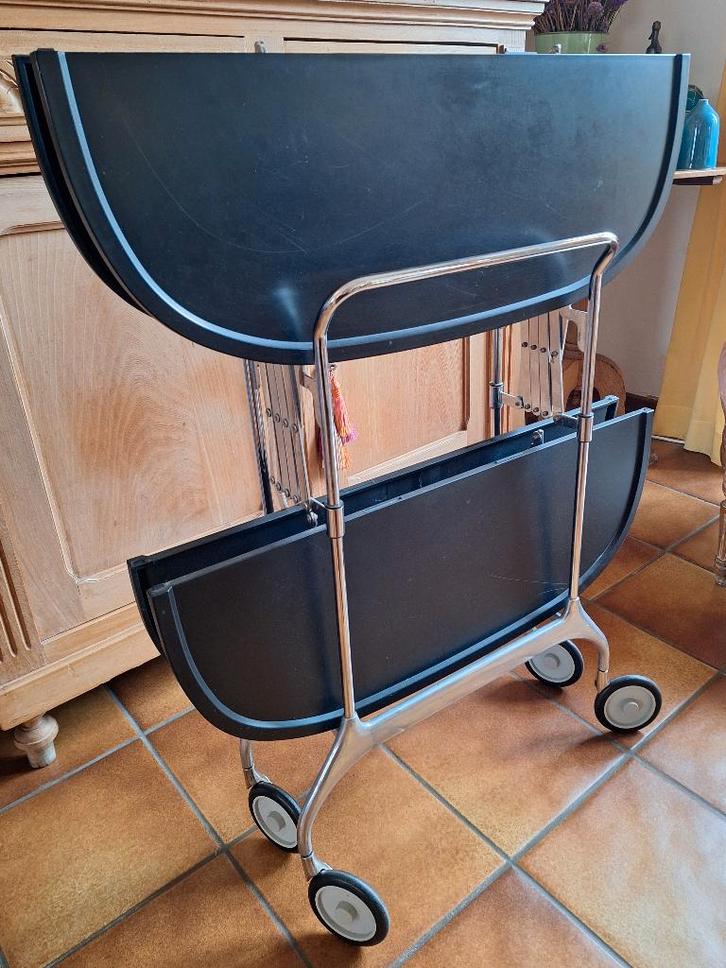 Desserte Kartell Gastone, pliante, noir, sur roulette, Huis en Inrichting, Woonaccessoires | Overige, Gebruikt, Ophalen