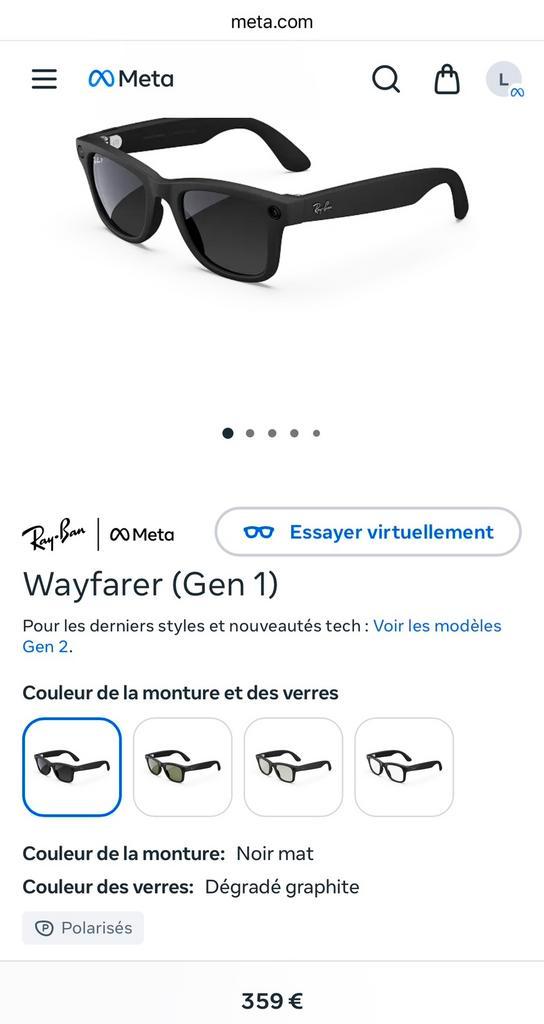 Rayban Meta AI Gen1 (Noir Mat - T:Large -neuve/scellé), Handtassen en Accessoires, Zonnebrillen en Brillen | Heren, Nieuw, Zonnebril