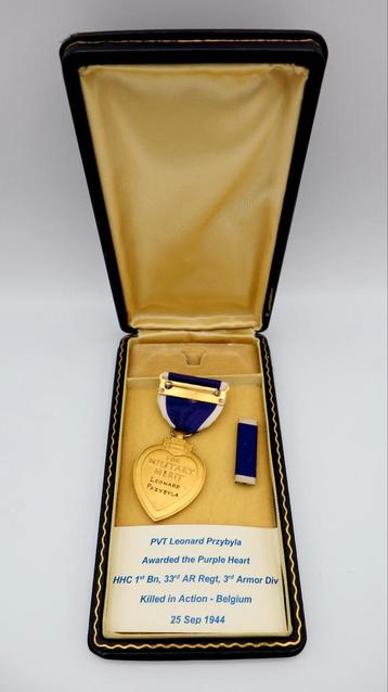 US WWII 3rd Armored Division, Killed in Action Purple Heart beschikbaar voor biedingen