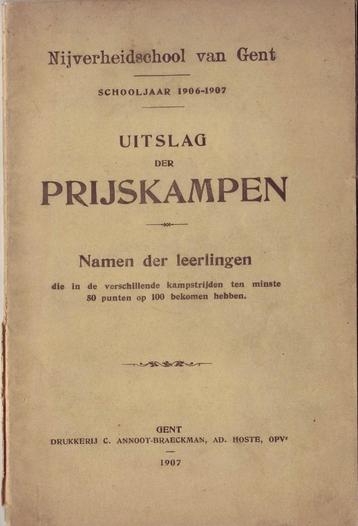 Gent: Palmares Nijverheidschool 1906-1907 beschikbaar voor biedingen