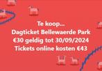 1 ticket Bellewaerde Park, Tickets en Kaartjes, Eén persoon, Ticket of Toegangskaart