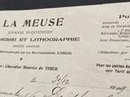 facture ancienne LA MEUSE Journal LIEGE imprimerie 1909, Ophalen of Verzenden