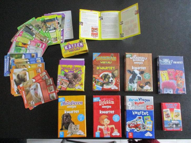 Gezelschapsspellen Kwartetspellen 8 stuks,hond, kat ,boerder, Hobby en Vrije tijd, Gezelschapsspellen | Kaartspellen, Zo goed als nieuw