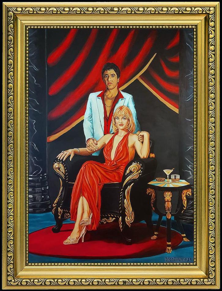 Schilderij Tony Montana SCARFACE, Antiek en Kunst, Kunst | Schilderijen | Klassiek, Ophalen of Verzenden