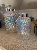 2 windlichten / kaarsenhouders roze, Ophalen, Zo goed als nieuw, Kandelaar