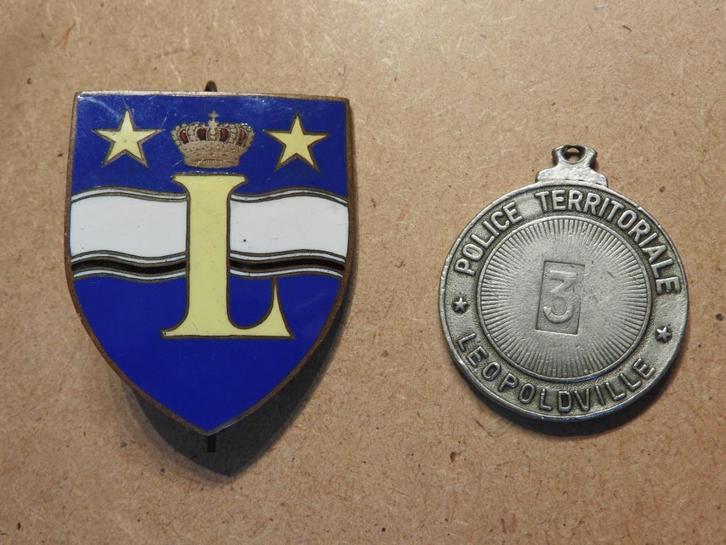 CONGO BELGE lot Badges Police Territoriale Leopoldville, Verzamelen, Militaria | Algemeen, Overige soorten, Embleem of Badge, Ophalen of Verzenden