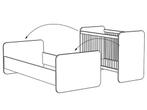 babybed omvormbaar naar éénpersoonsbed + lattenbodem, Ophalen, 85 tot 100 cm, Gebruikt, Lattenbodem