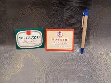 2 étiquettes de bière Gueuze Cantillon Brussels, Enlèvement ou Envoi, Utilisé, Autres types