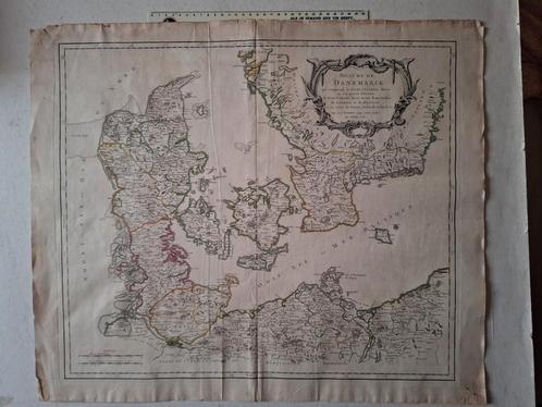 Oude kaart uit 1750 Koninkrijk Denemarken Robert de Vaugondy, Antiek en Kunst, Kunst | Etsen en Gravures, Ophalen of Verzenden