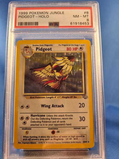 Pidgeot 8/64 - Jungle (PSA 8), Hobby en Vrije tijd, Verzamelkaartspellen | Pokémon, Zo goed als nieuw, Verzenden