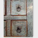 Antieke ladekast apothekerskast India blauw patina, Huis en Inrichting, Kasten | Ladekasten, Ophalen of Verzenden, Zo goed als nieuw