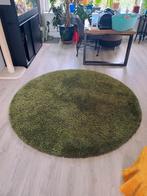 Hoogpolig rond groen tapijt 200cm, Huis en Inrichting, Stoffering | Tapijten en Vloerkleden, Ophalen, Zo goed als nieuw