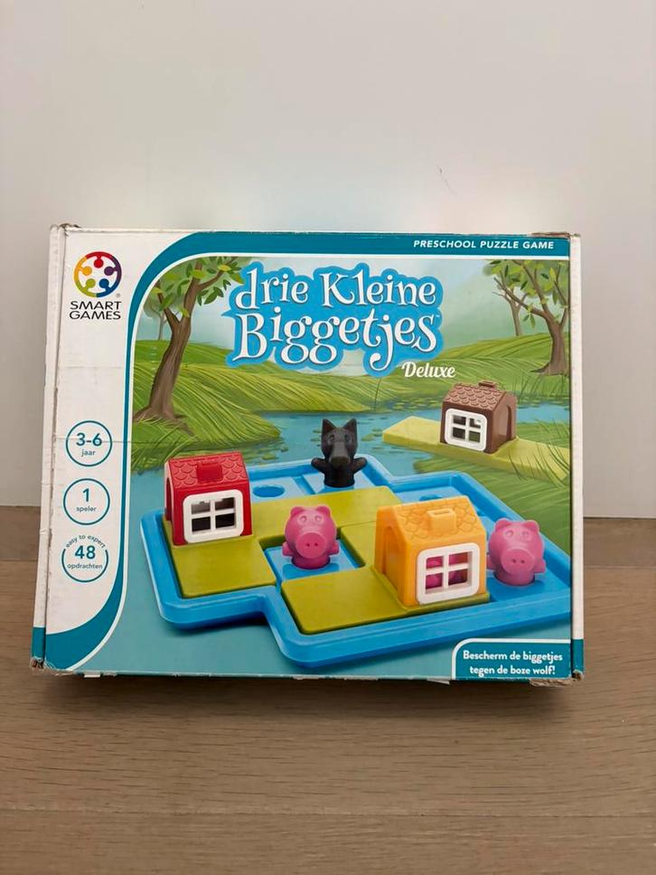 Drie kleine biggetjes deluxe - Smart Games, Hobby en Vrije tijd, Gezelschapsspellen | Kaartspellen, Gebruikt, Een of twee spelers