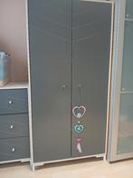 Armoire 2 portes Sauthon gris/blanc-penderie + 4 étagères, 105 cm ou plus, Espace pour les pieds, Enlèvement, Utilisé