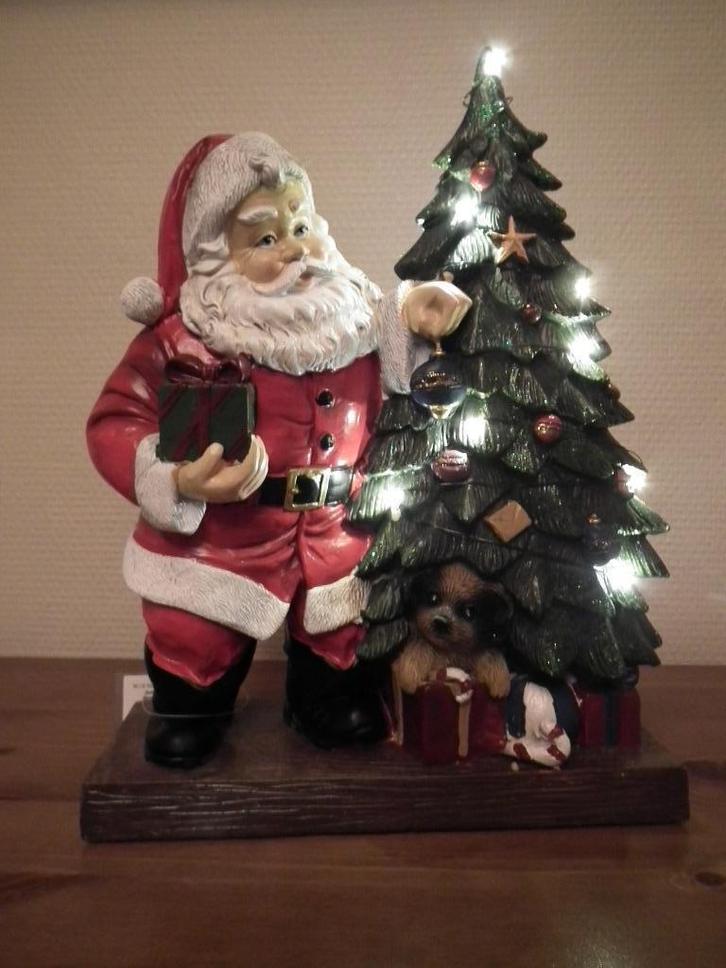 Père Noël avec sapin lumineux (Christmas) Hauteur 30 cm, Divers, Noël, Neuf, Envoi