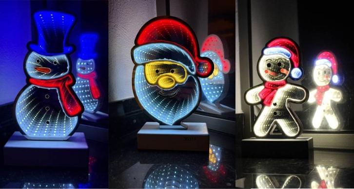 Set 3D Infinity USB en timer kerstman sneeuwpop, Diversen, Kerst, Nieuw, Ophalen of Verzenden