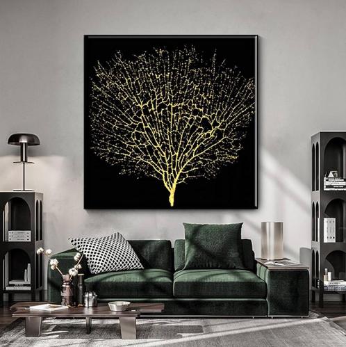 Arbre de vie doré abstrait toile arbre de vie doré 90x90, Maison & Meubles, Accessoires pour la Maison | Décorations murale, Neuf