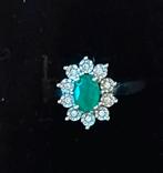 Ring Eeuwige Edelweiss met Smaragd en Diamanten, Ophalen of Verzenden, Zo goed als nieuw