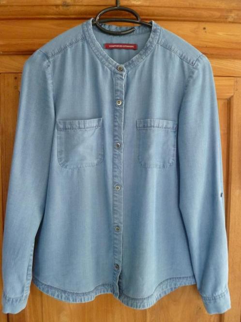 Blauwe blouse (jeanslook) Comptoir des Cotonniers - maat XS, Kleding | Dames, Blouses en Tunieken, Zo goed als nieuw, Maat 34 (XS) of kleiner
