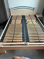 Bedframe 1m40 en 2x lattenbodem 70x200cm (verstelbaar), Huis en Inrichting, Slaapkamer | Bedden, Ophalen, Beige, Tweepersoons