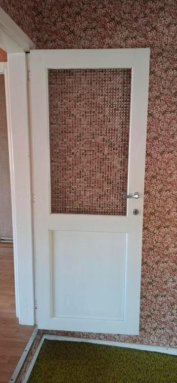 belles portes intérieures vintage avec verre texturé unique, Enlèvement ou Envoi, Comme neuf, Bois