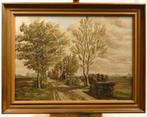 Schilderij, landschap met kar, Ophalen of Verzenden