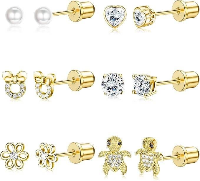 6 paar oorbellen voor kinderen | GRATIS LEVERING, Overige materialen, -, Verzenden, -