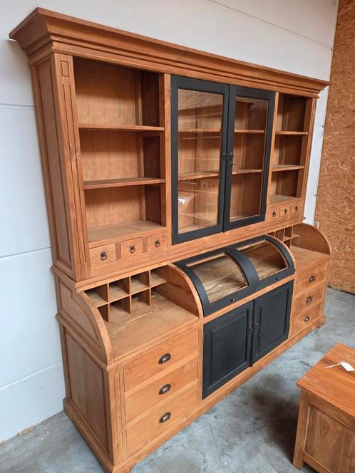 Prachtige massief teakhouten buffetkast/vitrinekast 240cm, Huis en Inrichting, Kasten | Buffetkasten, Zo goed als nieuw, Ophalen