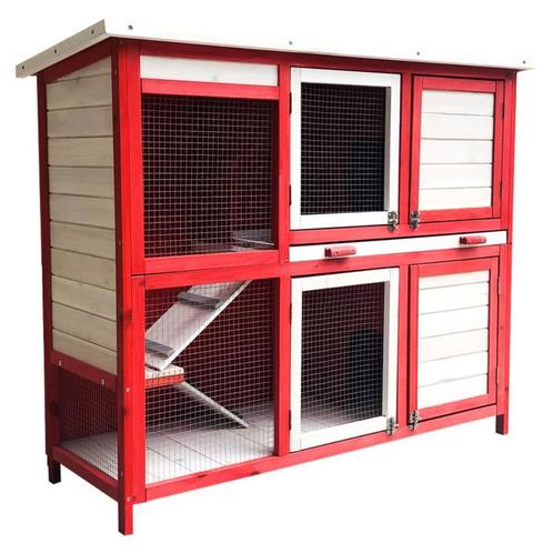 Luxe konijnenhok XXL | Twee verdiepingen | Rood/Wit, Animaux & Accessoires, Rongeurs & Lapins | Cages & Clapiers, Neuf, Niche