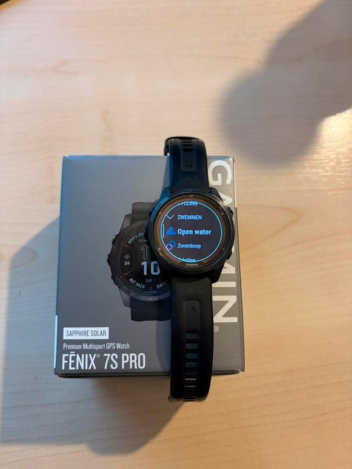 Garmin Fenix 7s Pro Sapphire Solar, Handtassen en Accessoires, Sporthorloges, Zo goed als nieuw, Android, Zwart, Afstand, Calorieverbanding