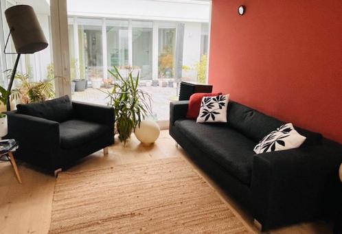 Bank Nel B + 2 fauteuils, indera antracietgrijs, Huis en Inrichting, Fauteuils, Gebruikt, Stof, 125 cm of meer, 75 tot 100 cm