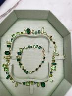 Swarovski set ketting en armband goudkleurig, Handtassen en Accessoires, Kettingen, Ophalen of Verzenden, Nieuw, Groen, Goud