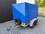 Dubbel as aanhangwagen met bache 750kg, Auto diversen, Aanhangers en Bagagewagens, Ophalen, Gebruikt