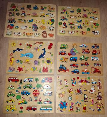 Set van 6 grote houten puzzels beschikbaar voor biedingen
