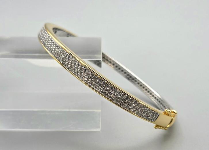 Bracelet esclave en or et zircone argentée.2026/57, Bijoux, Sacs & Beauté, Bracelets, Neuf, Or, Or, Avec strass, Envoi