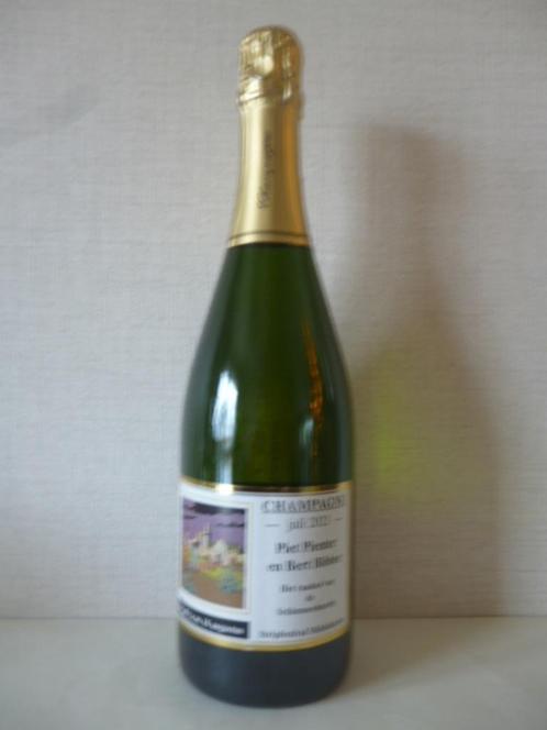 Piet Pienter en Bert Bibber Fles Champagne Hennequin Benoit, Verzamelen, Wijnen, Nieuw, Champagne, Vol, Ophalen of Verzenden