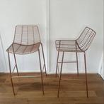 Tabouret de bar en acier cuivré, 2 krukken, Ophalen, Gebruikt, 60 tot 90 cm