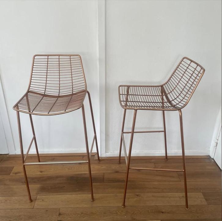 Tabouret de bar en acier cuivré, Huis en Inrichting, Barkrukken, Gebruikt, 60 tot 90 cm, 2 krukken, Ophalen