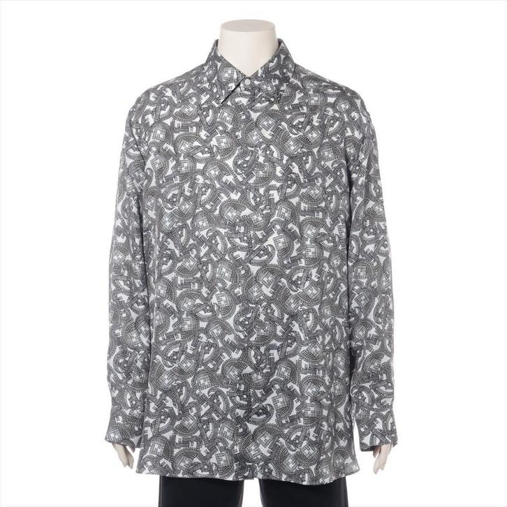 Fendi FF-hemd met monogram, Kleding | Heren, Overhemden, Zo goed als nieuw, Halswijdte 43/44 (XL), Zwart, Ophalen of Verzenden