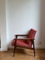 Petit fauteuil vintage rouge en bois – à retapisser, Enlèvement