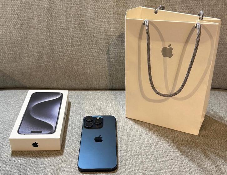 Iphone 15 Pro - Bleu - 1 To - avec boîte - mint condition, Télécoms, Téléphonie mobile | Apple iPhone, Comme neuf, 1 TB, Sans abonnement