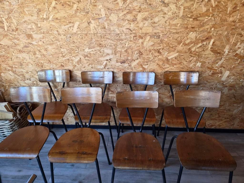 8 schoolstoelen / cafestoelen, Huis en Inrichting, Ophalen