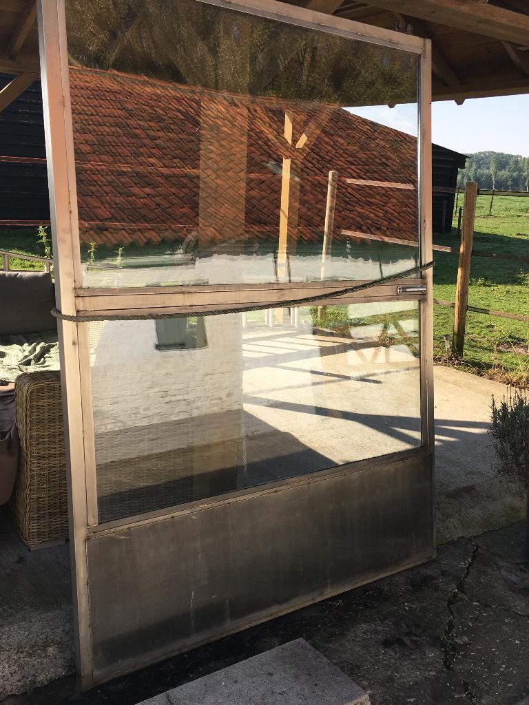 Stevige schuifdeur, Tuin en Terras, Ophalen, Glas, Gebruikt