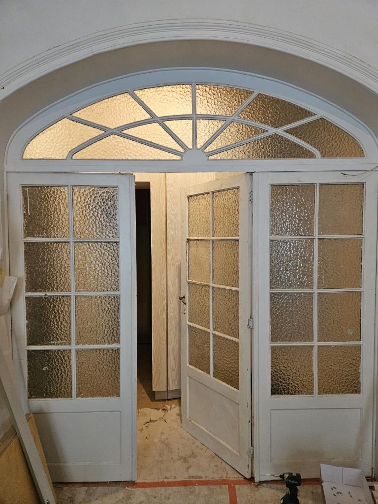 Triple porte vitrée ancienne, Doe-het-zelf en Bouw, Glas en Ramen, Gebruikt, 160 cm of meer, 160 cm of meer, Ophalen