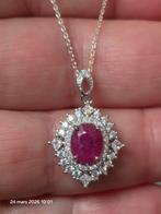 Pendentif en argent massif avec rubis naturel de Tanzanie, Neuf, Enlèvement, Avec pierre précieuse, Argent