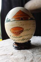 Mooi geschilderd tafereel, struisvogel ei., Ophalen of Verzenden