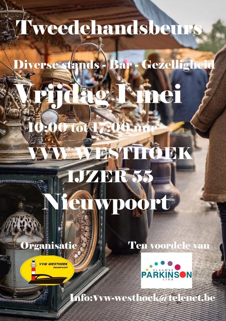 1 mei Tweedehandsmarkt tvv Parkinson Liga, Watersport en Boten, Ophalen of Verzenden