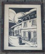 Lithographie bohan vieille maison signe ch godart, Enlèvement ou Envoi